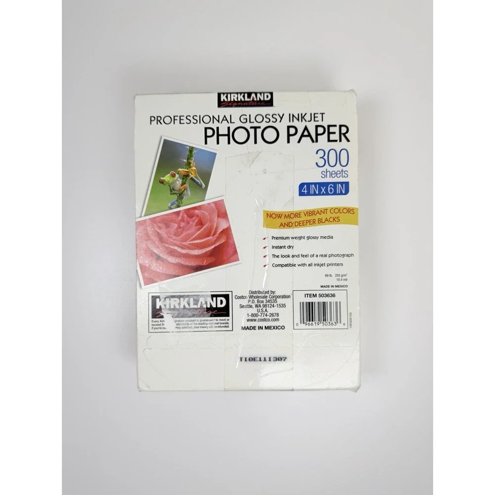Kirkland Signature 4 x 6 Professional 69 Lb Glossy Inkjet Photo Paper 300 503636